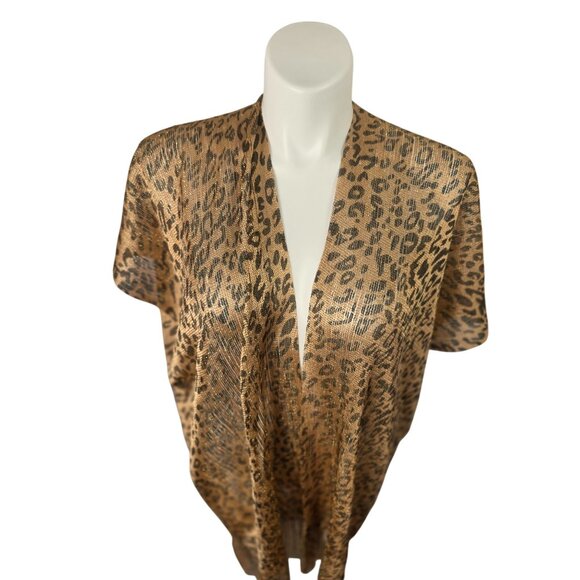 Kendall James Gold Metallic Leopard Fringe Shawl Womens OS Evening CoverUp NWT - Picture 9 of 10